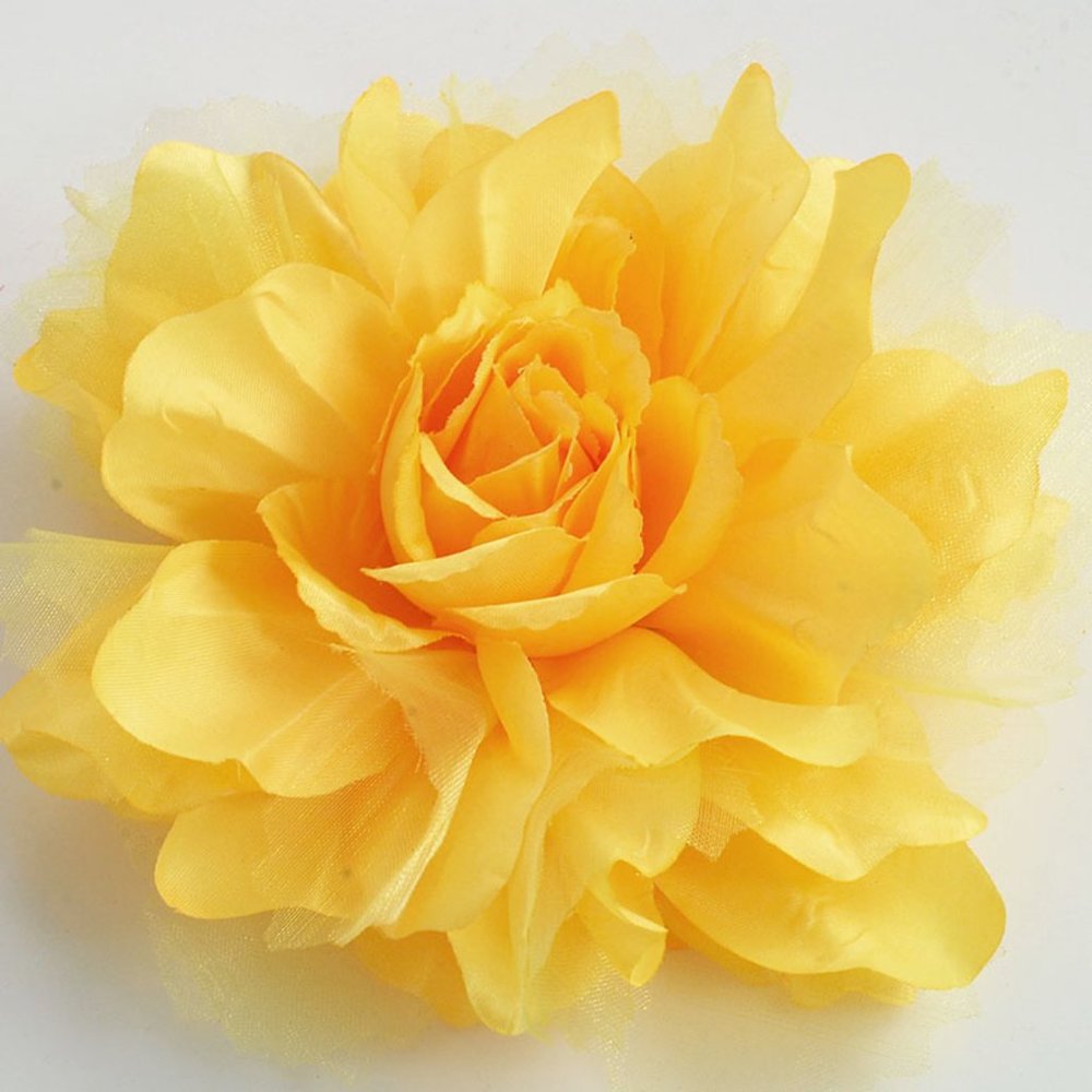 5-1/2" Large Fabric Flower Pin - Yellow